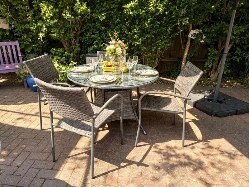 The conservatory dining room at Fir Tree House, set for a meal